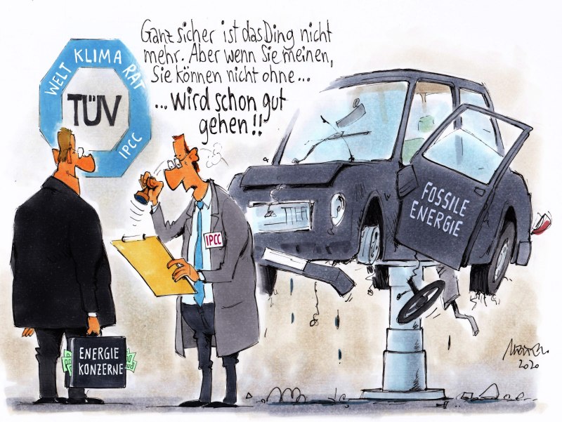 Karikatur IPCC TÜV Schrott Auto Bestechung