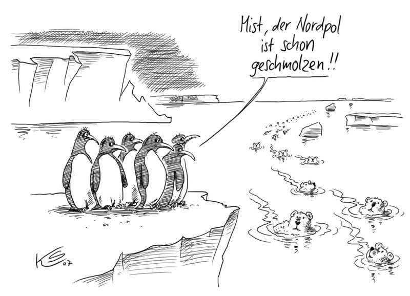 Karikatur Klimawandel Nordpol 