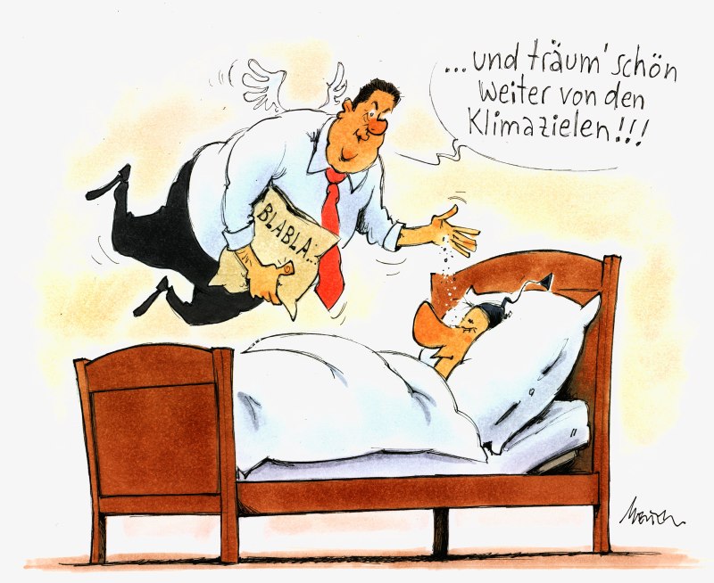 Karikatur Klima Traum Gabriel als Sandmann