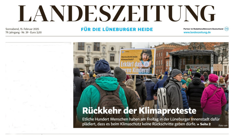 Zeitungsartikel Lüneburg Klimastreik Banner 