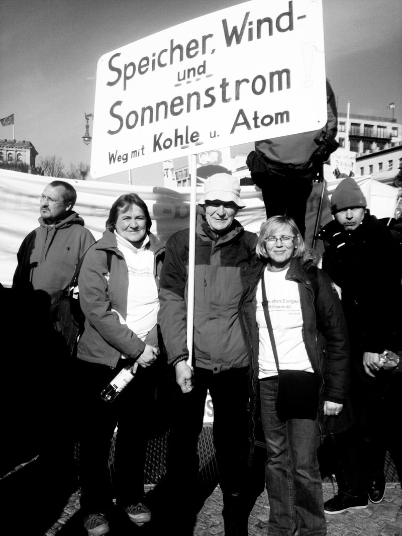 Demo SFV Vorstand Speicher, Wind- und Sonnenstrom, weg mit Kohle und Atom