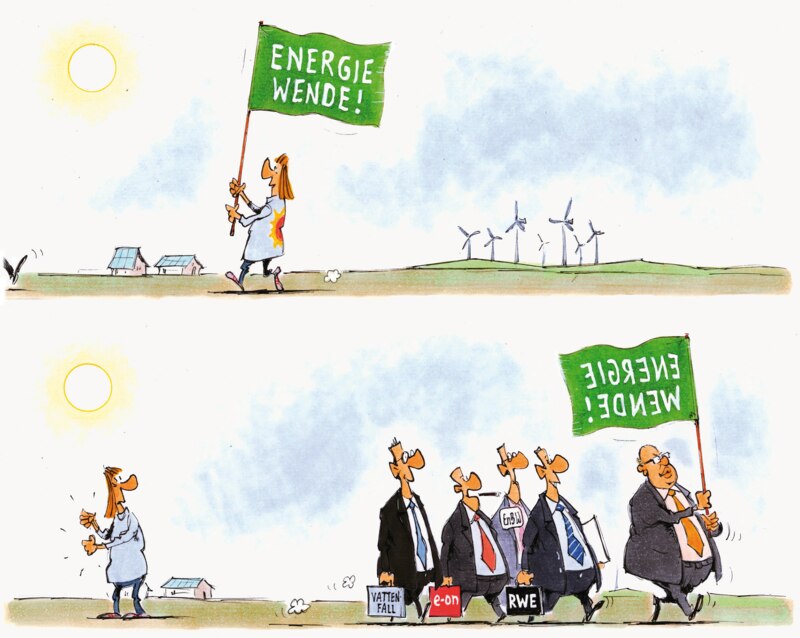 Karikatur Energiewende Fahne